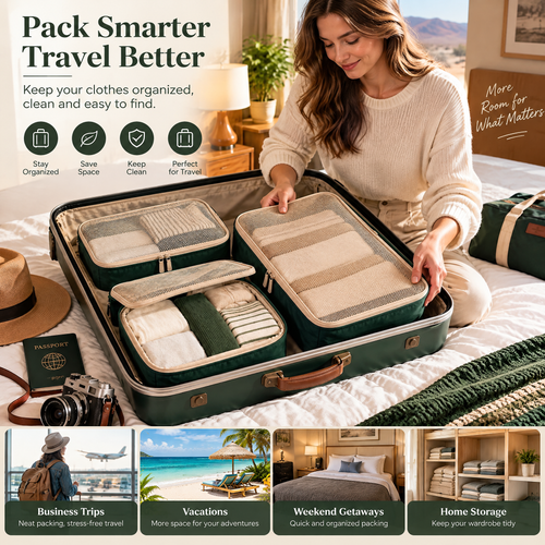 3-Piece Racing Green Packing Cube Set — detail 1