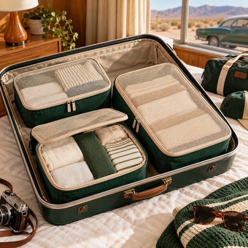 3-Piece Racing Green Packing Cube Set — main product view
