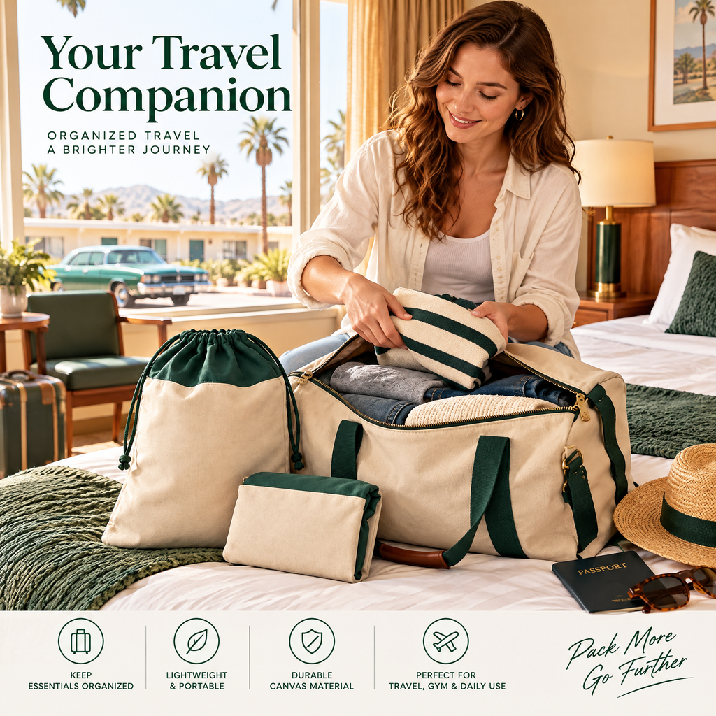 Racing Green & Cream Drawstring Laundry Bag — detail 1