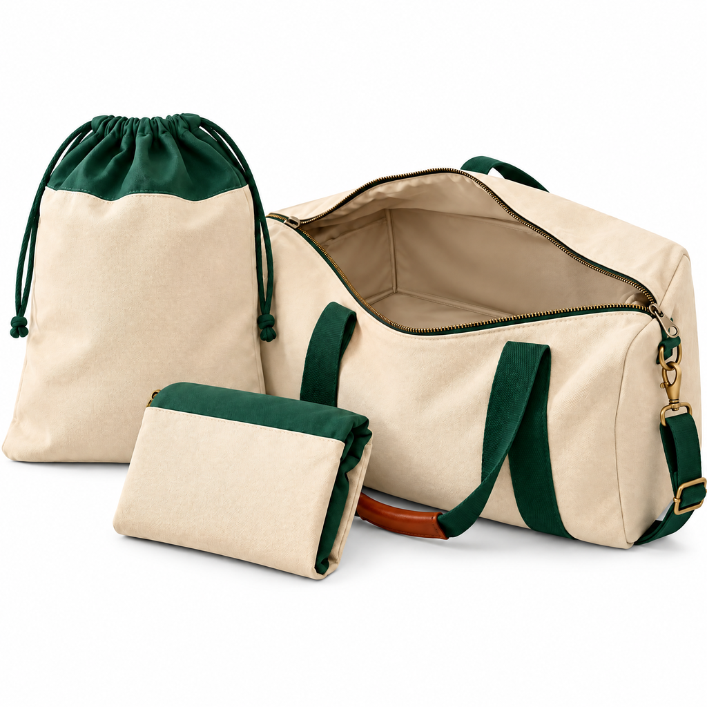 Racing Green & Cream Drawstring Laundry Bag — detail 4