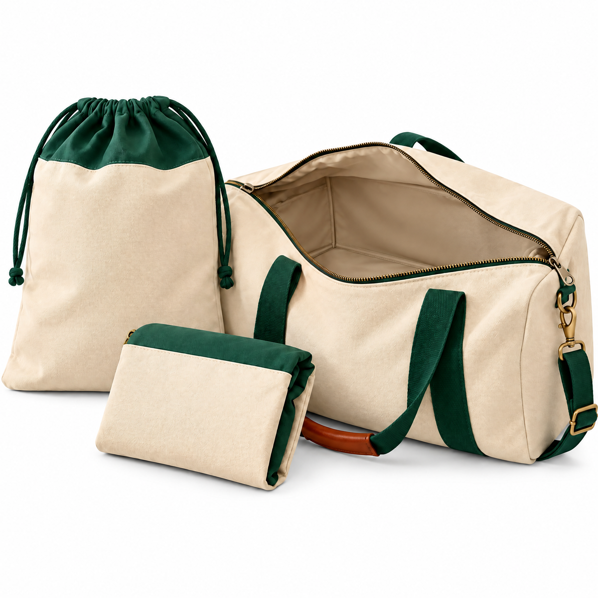Racing Green & Cream Drawstring Laundry Bag — detail 4