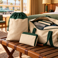 Racing Green & Cream Drawstring Laundry Bag — main product view