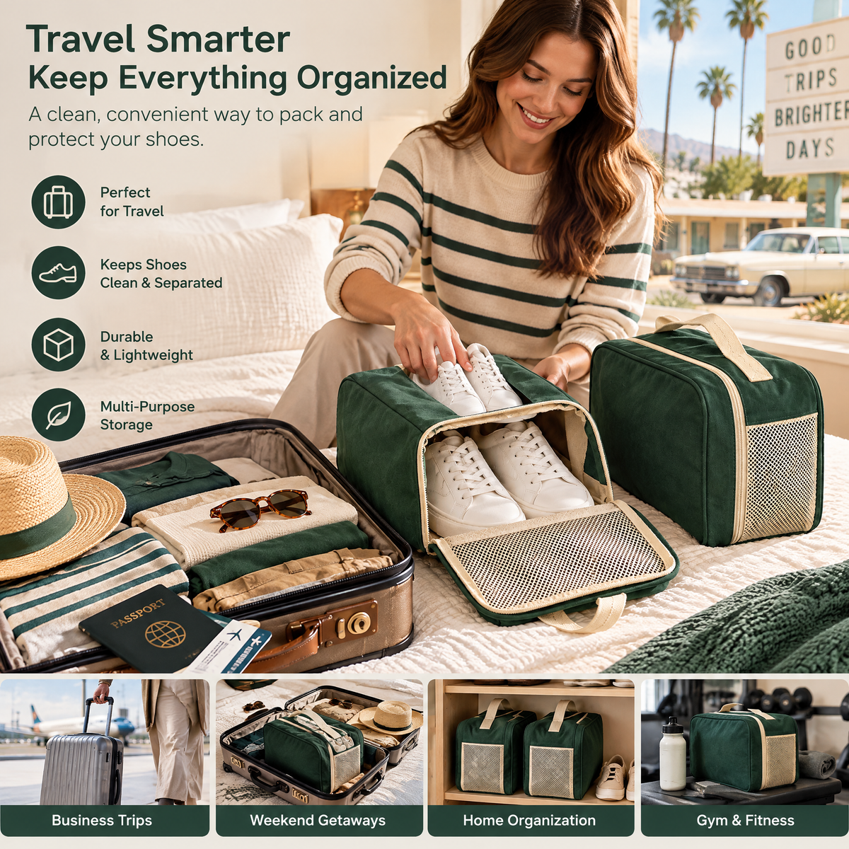 Racing Green Zip-Around Shoe Bag — detail 1