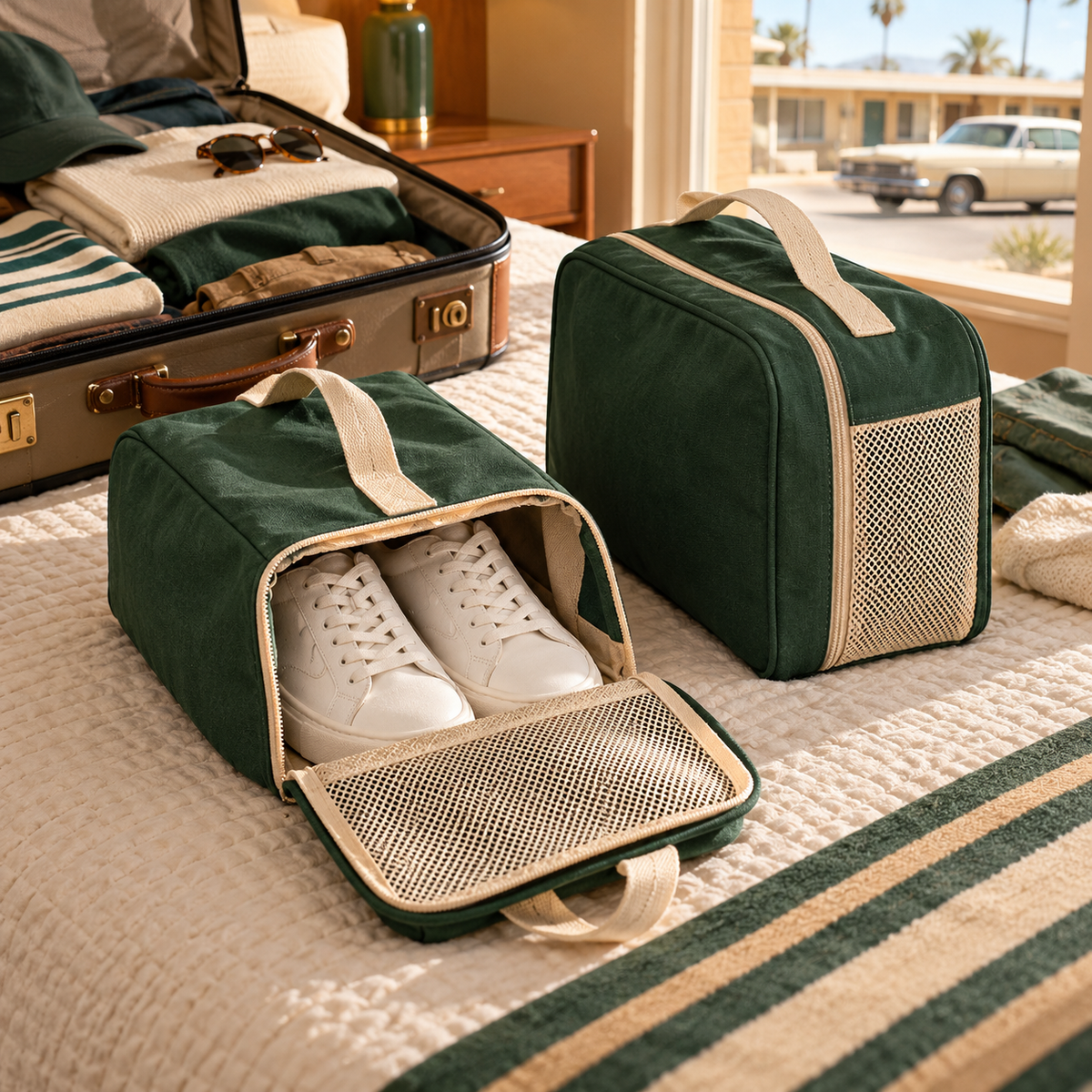 Racing Green Zip-Around Shoe Bag — main product view