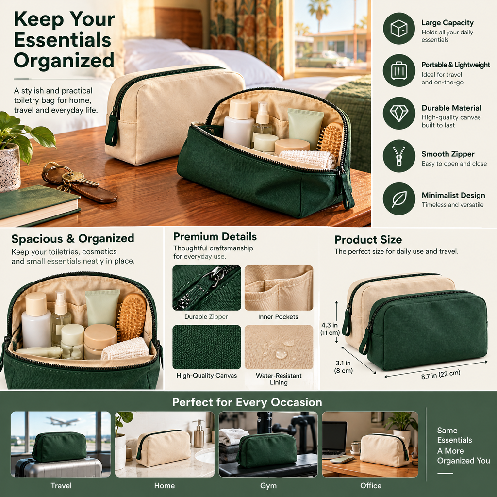 Canvas Travel Toiletry Pouch — detail 2