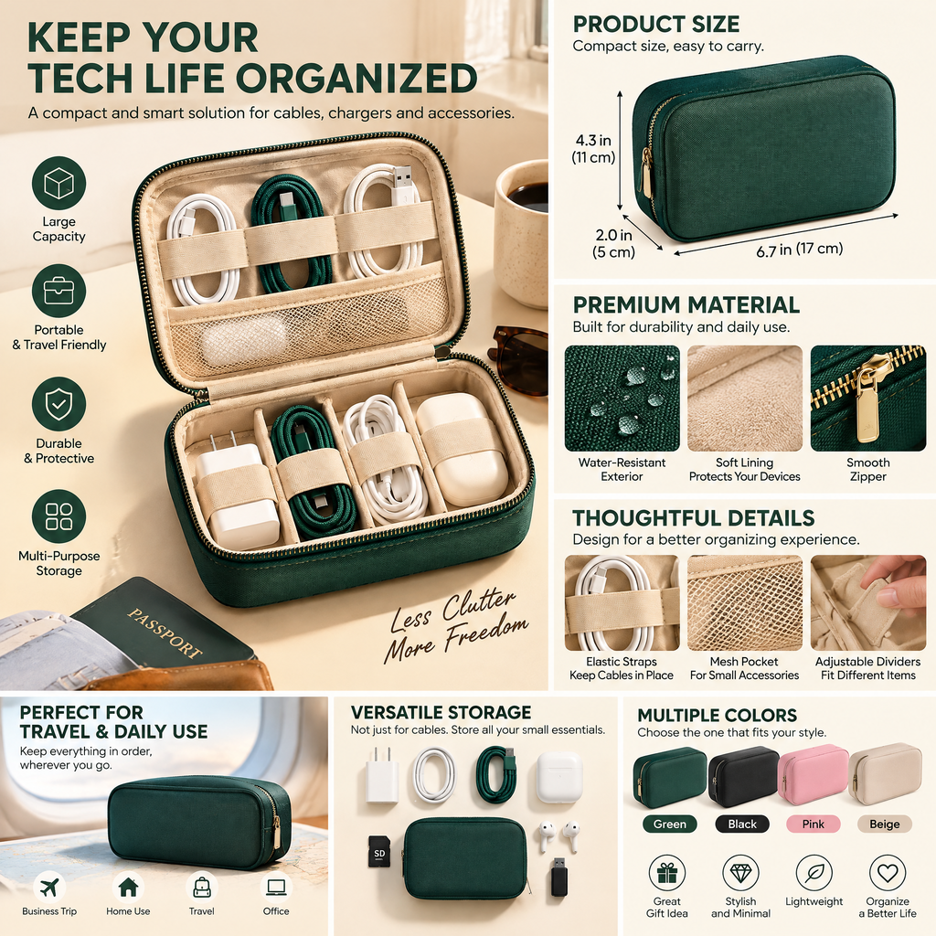 Racing Green Travel Tech Organizer — detail 2