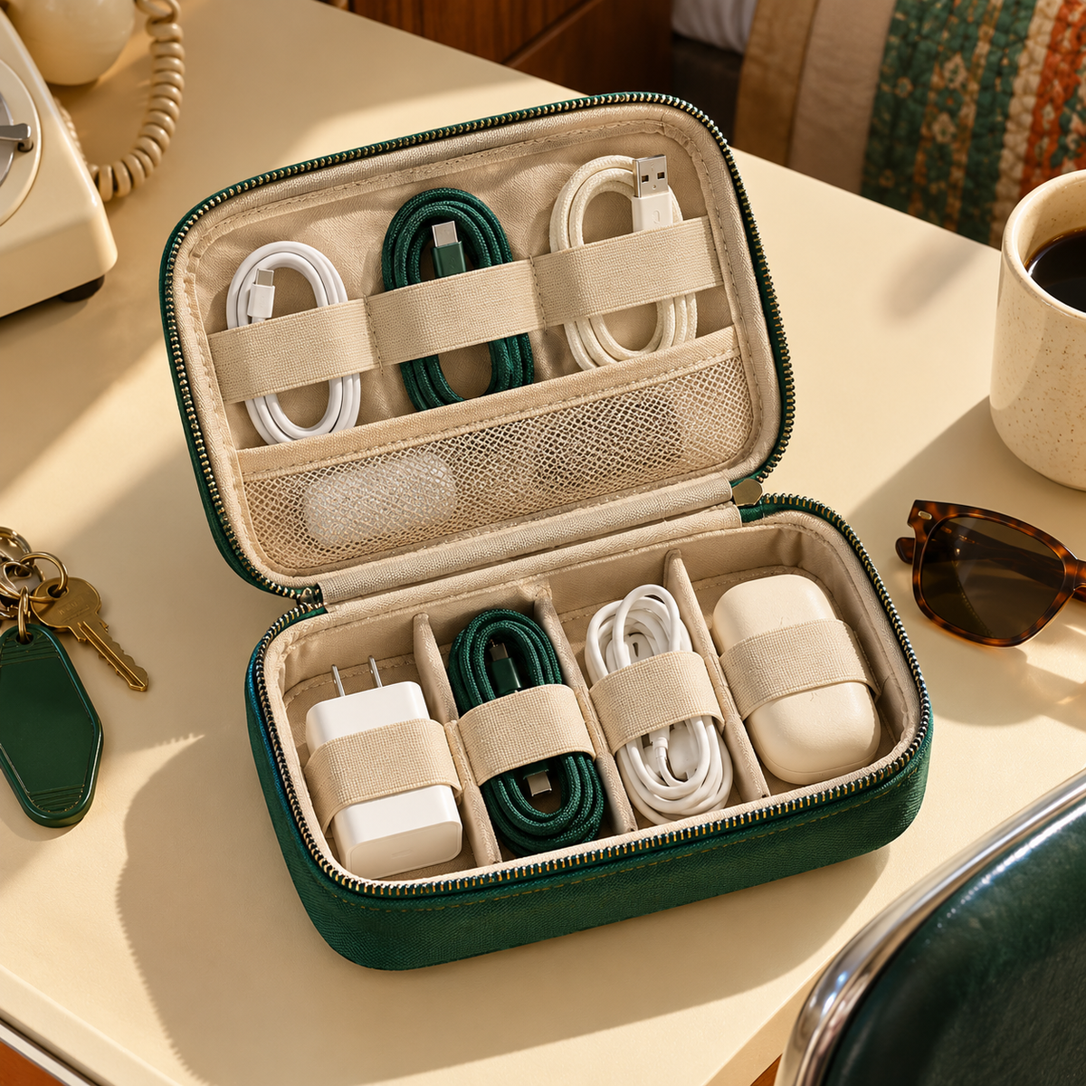 Racing Green Travel Tech Organizer — main product view