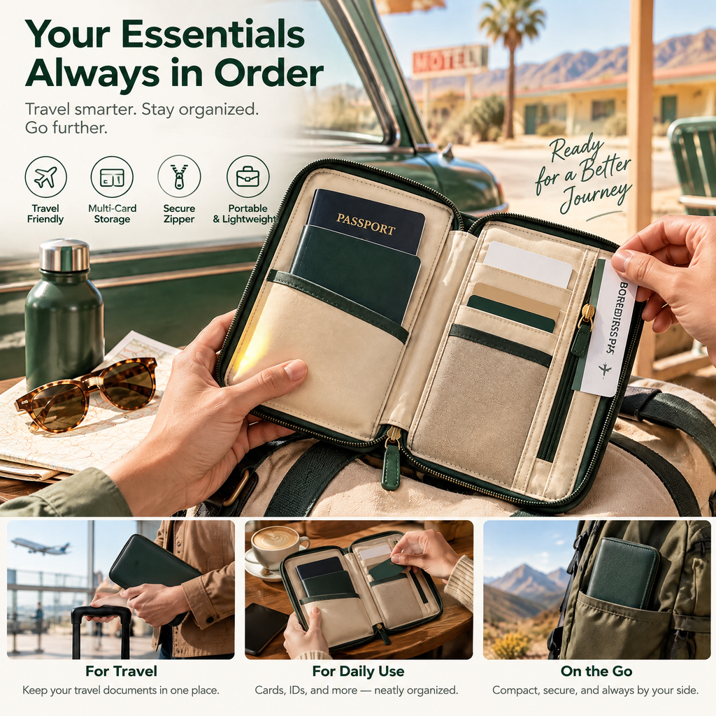Racing Green Travel Document Organizer — detail 1