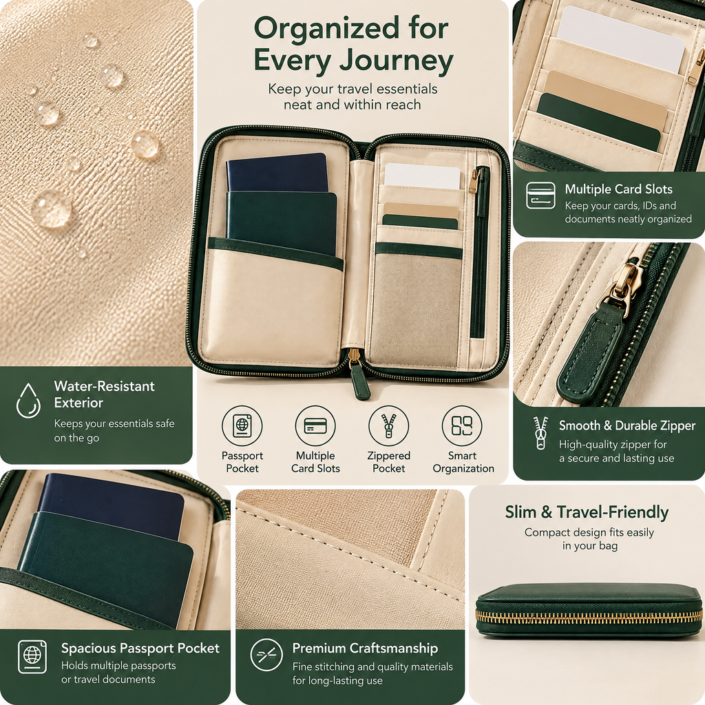 Racing Green Travel Document Organizer — detail 3