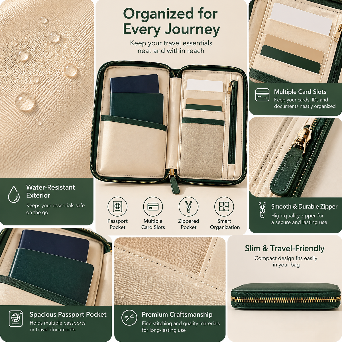 Racing Green Travel Document Organizer — detail 3