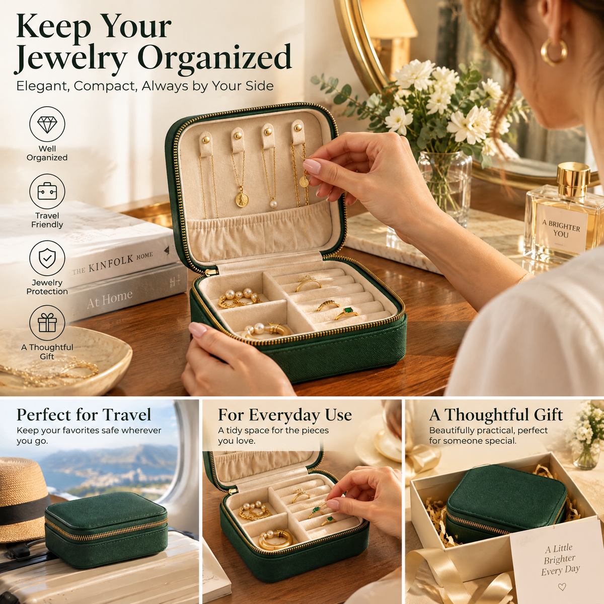 Racing Green Travel Jewelry Case — detail 1