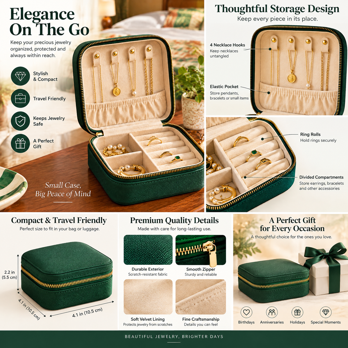 Racing Green Travel Jewelry Case — detail 2