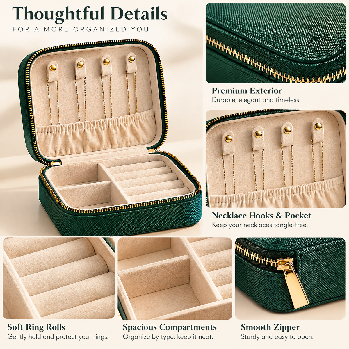 Racing Green Travel Jewelry Case — detail 3