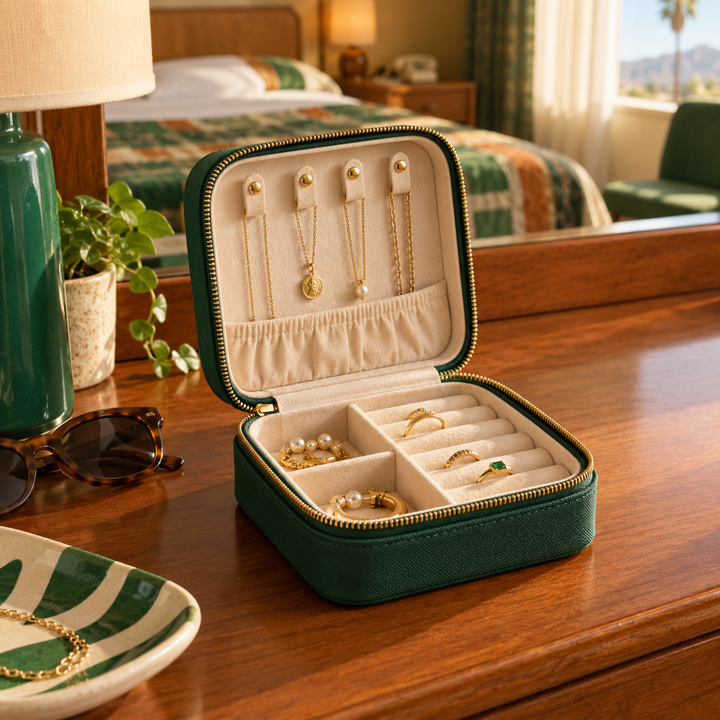 Racing Green Travel Jewelry Case — main product view